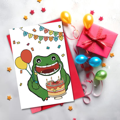 GYYsweetus Frog Happy Birthday Card Cute Cartoon Animal Gift Idea