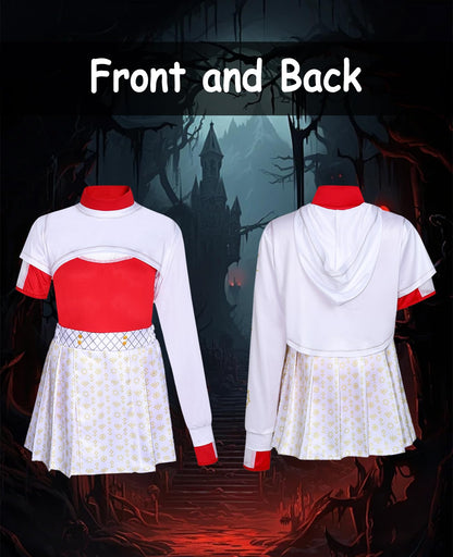 ACLGCSU Girls Zombie Cheerleader Costume 3PCS White Skirt Size 5-6 Years