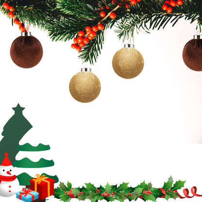 Xmastell 12 Pcs Velvet Christmas Ornaments Set Coffee Brown 3.15 Inch