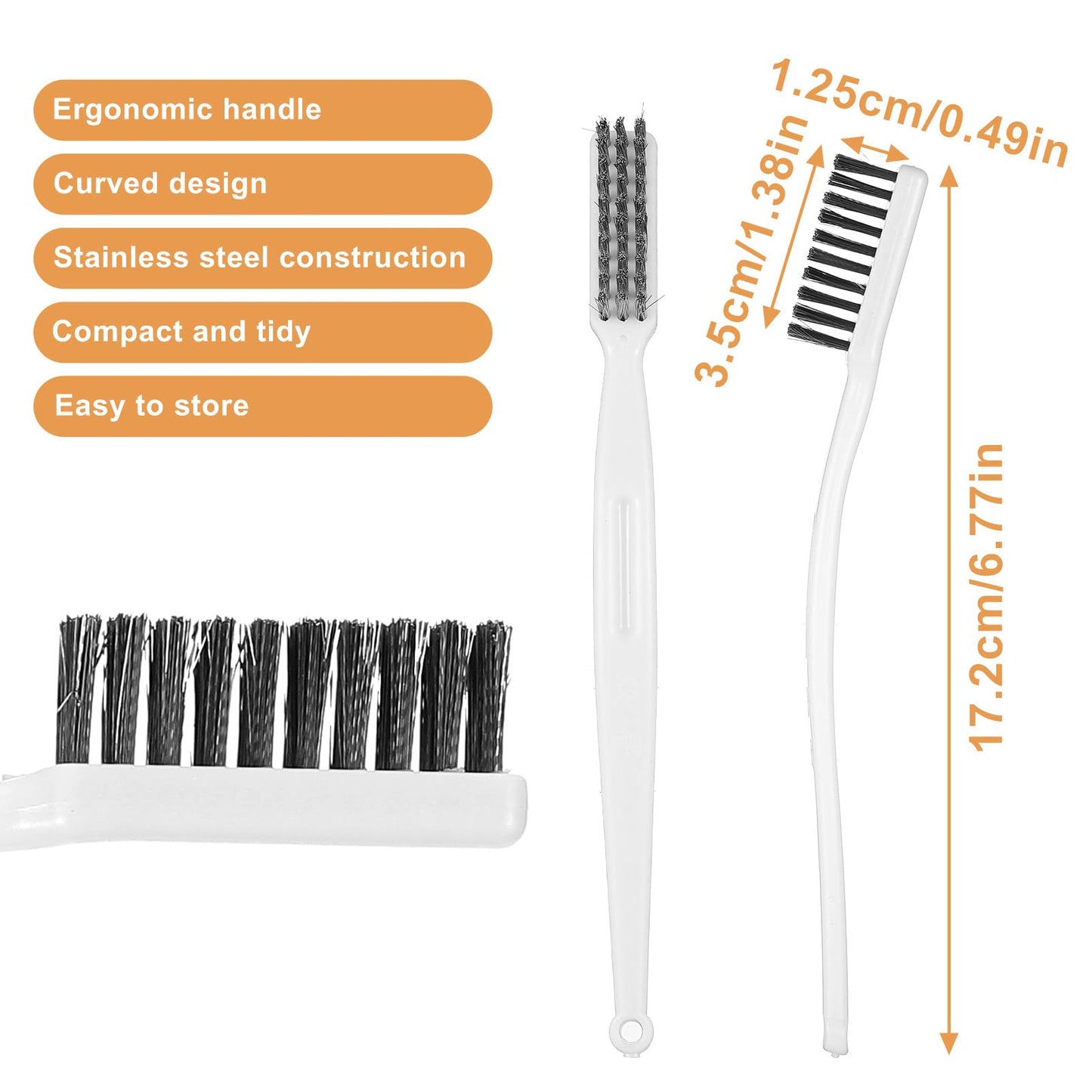 Yolev 5Pcs Stainless Steel Wire Brushes Heavy-Duty Curved Handle Cleaning