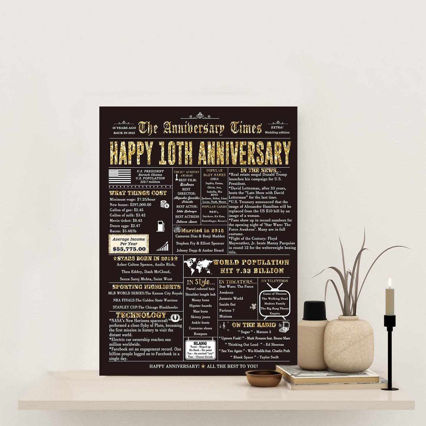 Londue 10 Year Anniversary Card for Him Her Romantic Tin Gift Couple