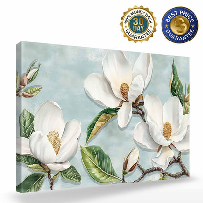 Prime Leader Vintage Framed Canvas Art White Magnolia Flower 12x18