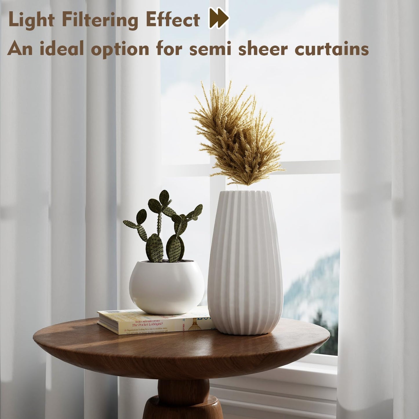 ZWARMY Kitchen Tier Curtains 84x40in White Semi Light Filtering 2Pcs