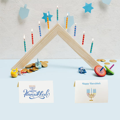 Qpout 12 PCS Hanukkah Cards with Envelopes Stickers Monochrome C Style