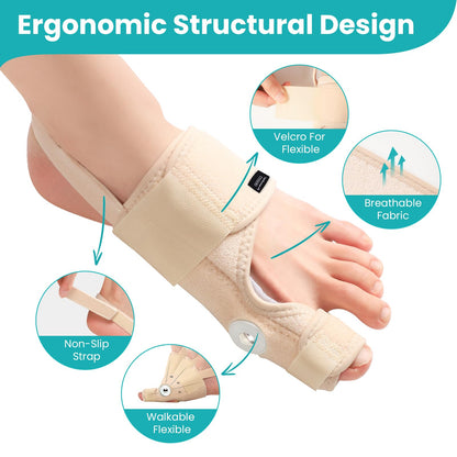 Promifun Bunion Corrector Adjustable Toe Splint Pain Relief Beige 1Pair One Size