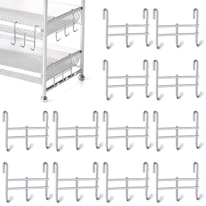 Dimeho 12pcs 3 Hook Wire Shelving Attachment Silver 3.74x3.27x1.38in
