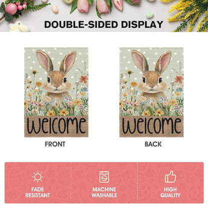 AVOIN colorlife Easter Bunny Garden Flag 12x18 Inch Blue Double Sided