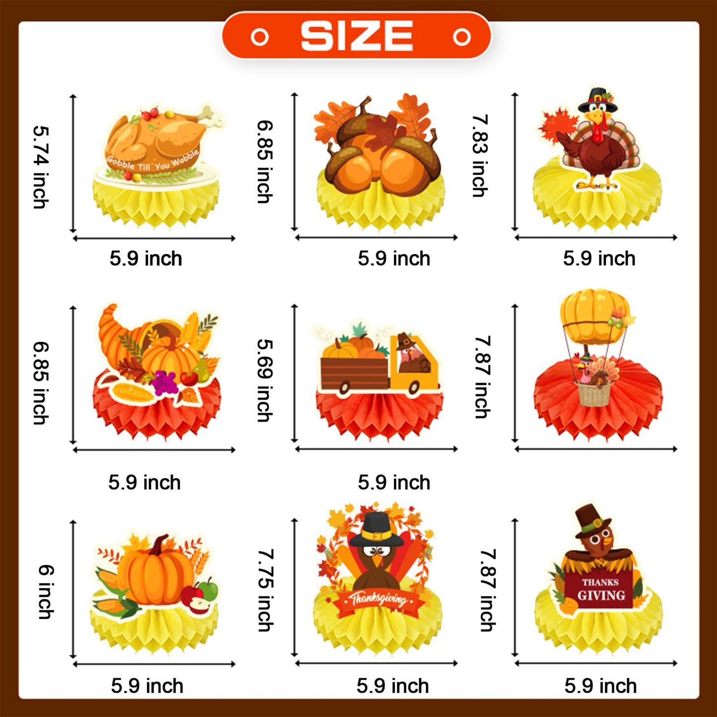 Qpout 9-Piece Thanksgiving Fall Party Table Centerpiece Decorations
