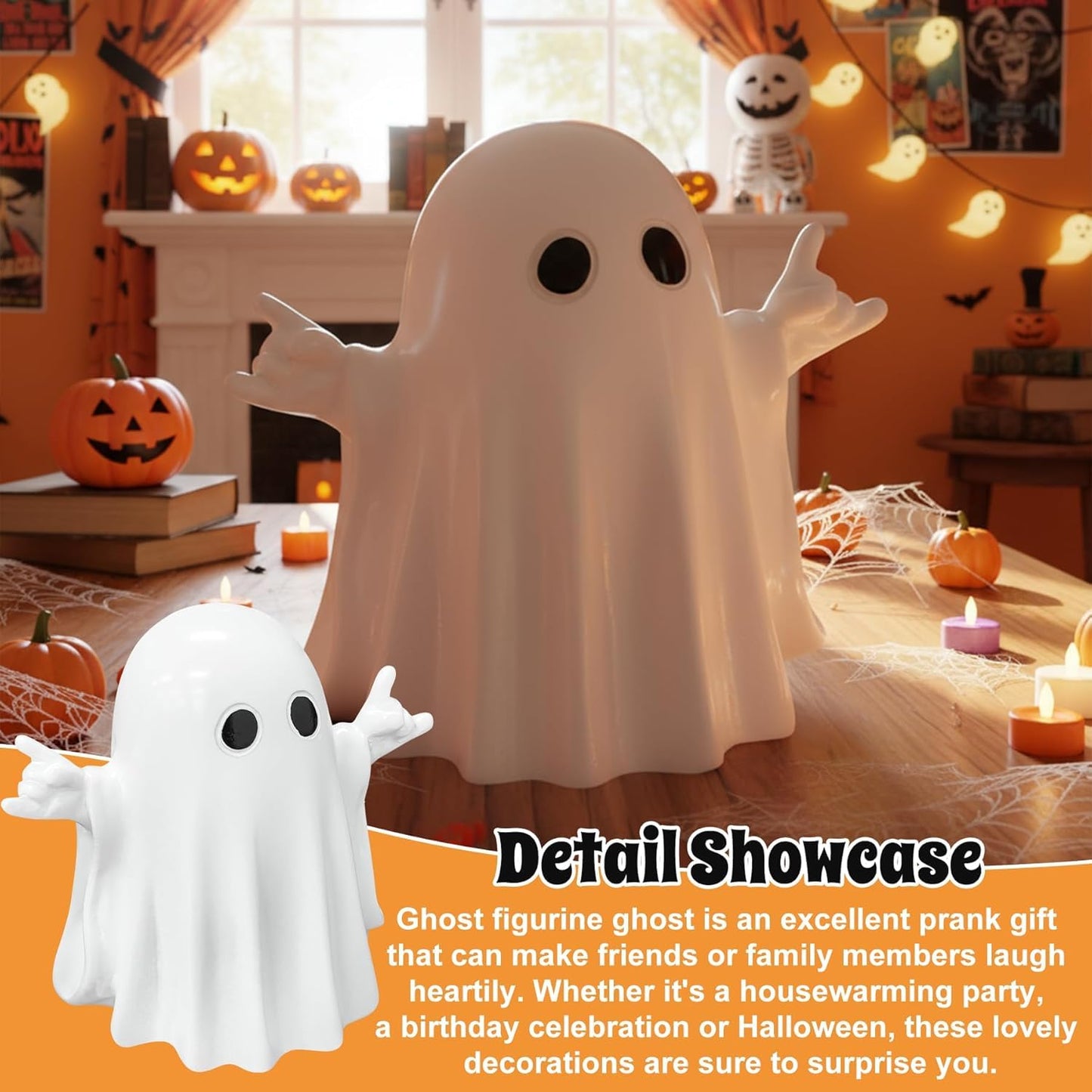 OYB Halloween Ghost Resin Figurine Spooky Decor Cute Finger Ghost A
