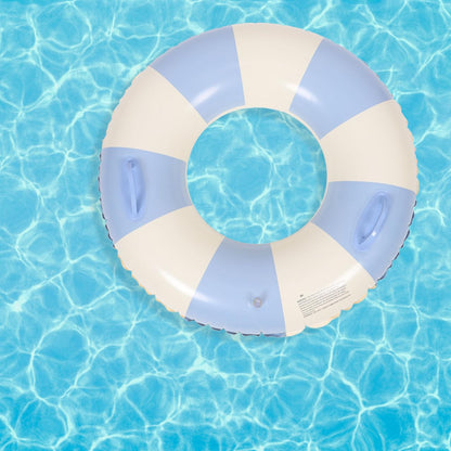 Garneck Inflatable Swimming Ring 32.3'' Retro Striped Blue PVC Adult Float