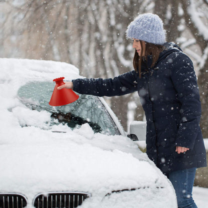 CLESDF Magical Car Ice Scraper Funnel 2 Pack Red Cone Windshield Snow Scraper