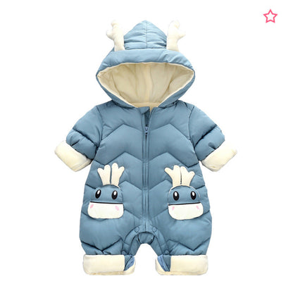 Baby Winter Snowsuit Plus Velvet Thick Baby Boys Jumpsuit 0-3 Years Newborn Romper Girl Clothes Overalls Toddler Coat