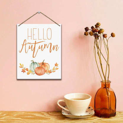 Hello Autumn Rustic Wood Wall Sign Fall Decor Seasonal Harvest Farmhouse