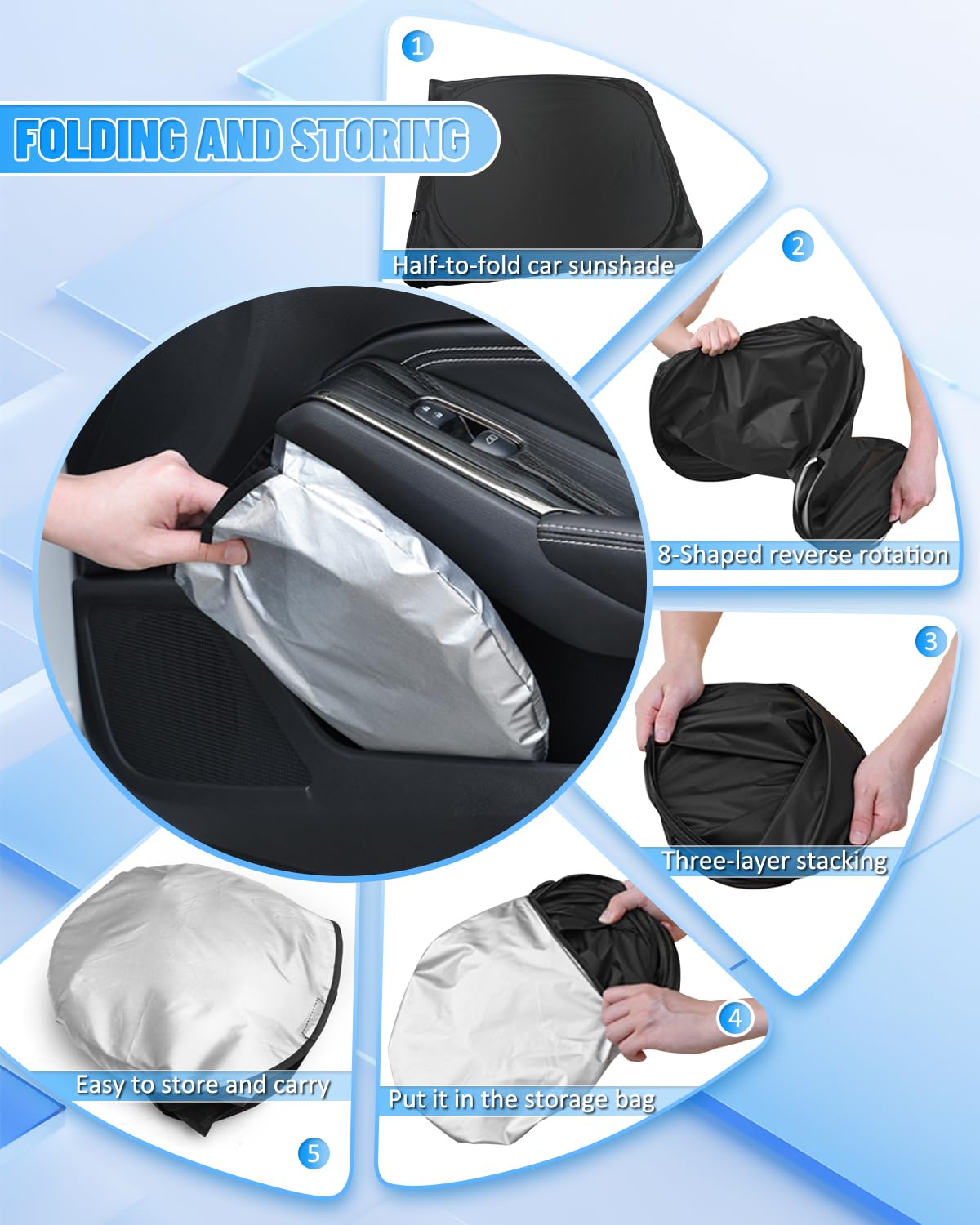 Sunset Beach Windshield Sun Shade for Toyota Prius Hatchback 2016-22 Foldable