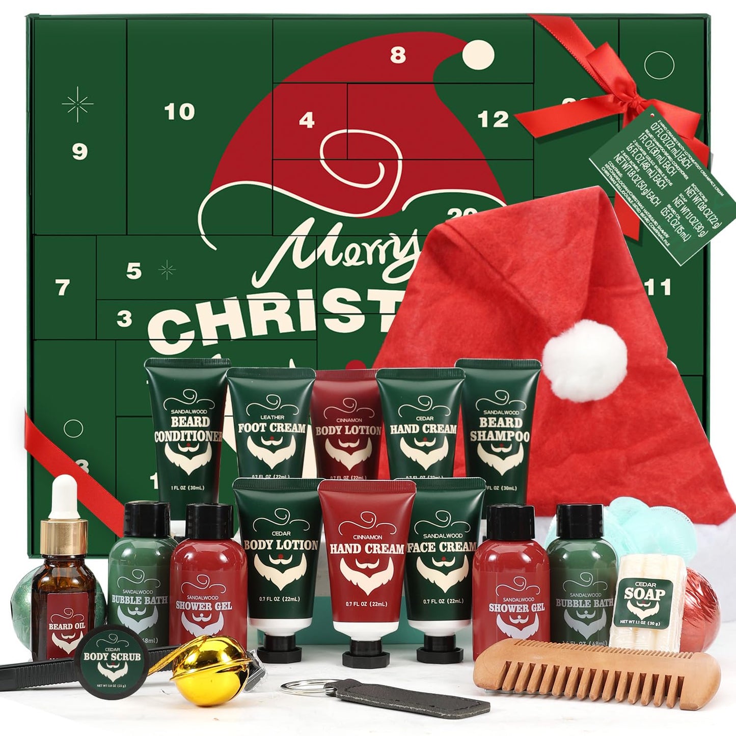 Rinse & Robust Advent Beauty Calendar 2025 Beard Care Kit 24 Days Red