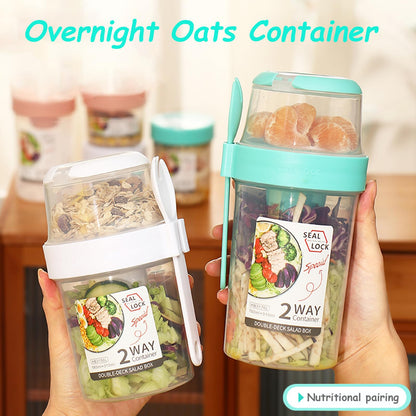 Kendyy 2 Pack Leak Proof Overnight Oats Container with Spoon Green