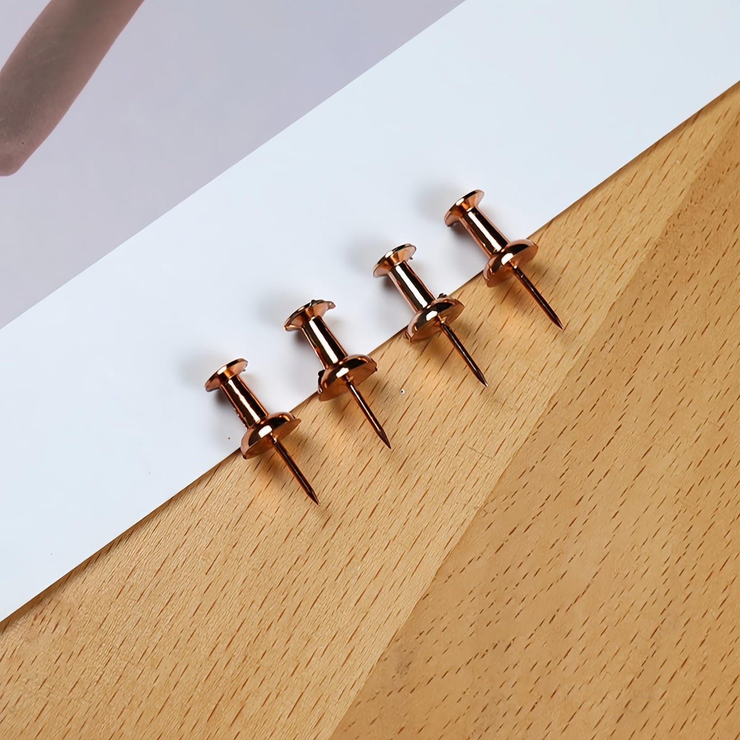 Bomeirc Rose Gold Push Pins 100pcs Double Headed Decorative Tacks with Box