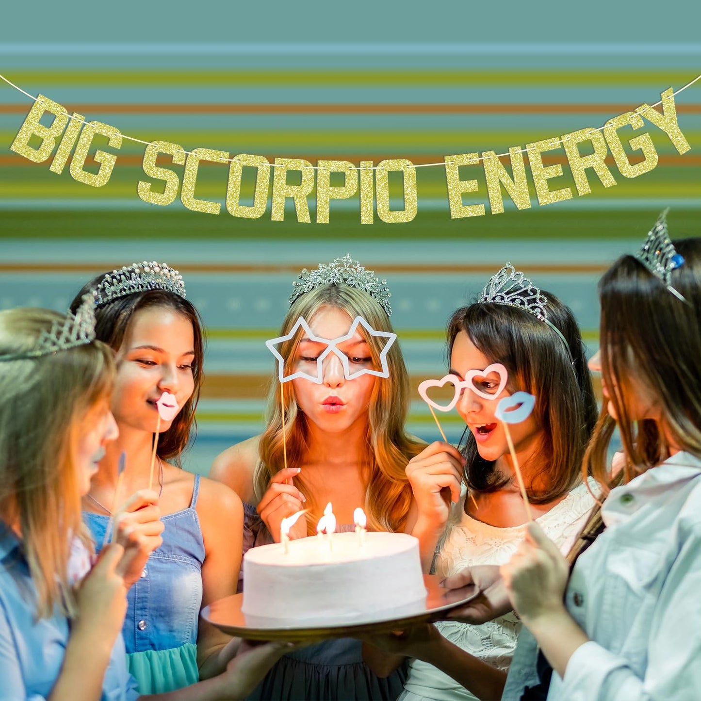 Zatain Big Scorpio Energy Banner Gold Horoscope Astrology Party Decor