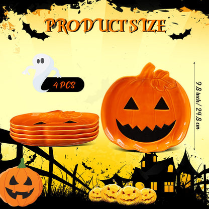 LemonRoad Halloween Ceramic Pumpkin Candy Dishes 7.87'' Orange 4 Pcs