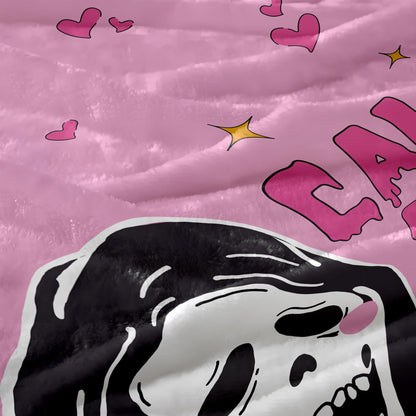 LOSIVISHE Halloween Flannel Throw Blanket Pink Ghost Pattern 50x70 in