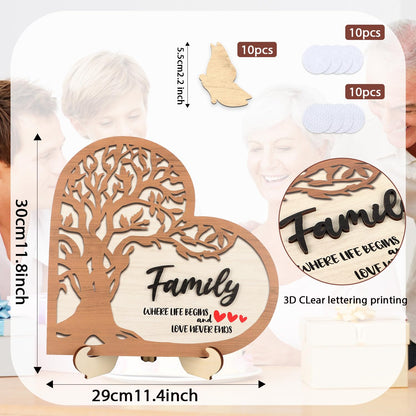 HPNIUB 3D Family Tree Decor Personalized Names Sign 11.4x11.2 Multicolor