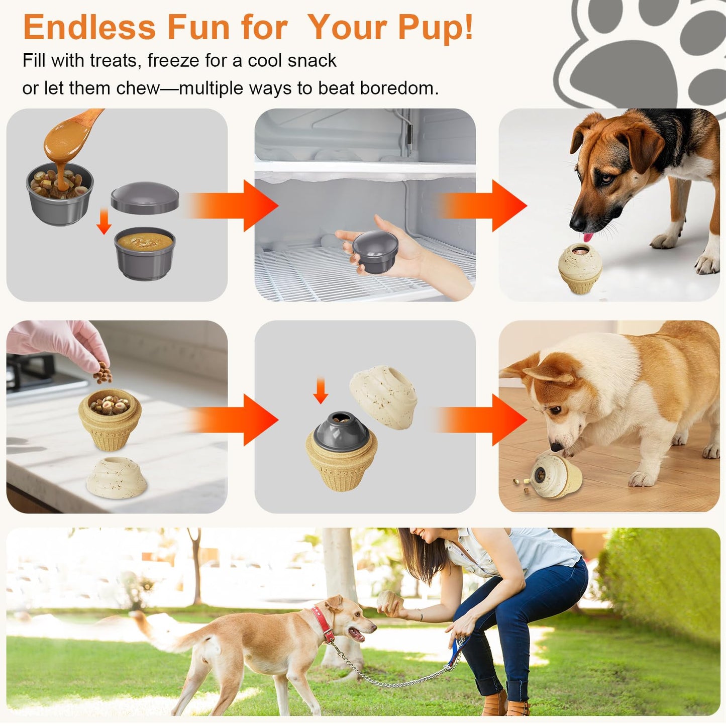 hwnguJ Durable Freezable Ice Cream Dog Toy for Aggressive Chewers