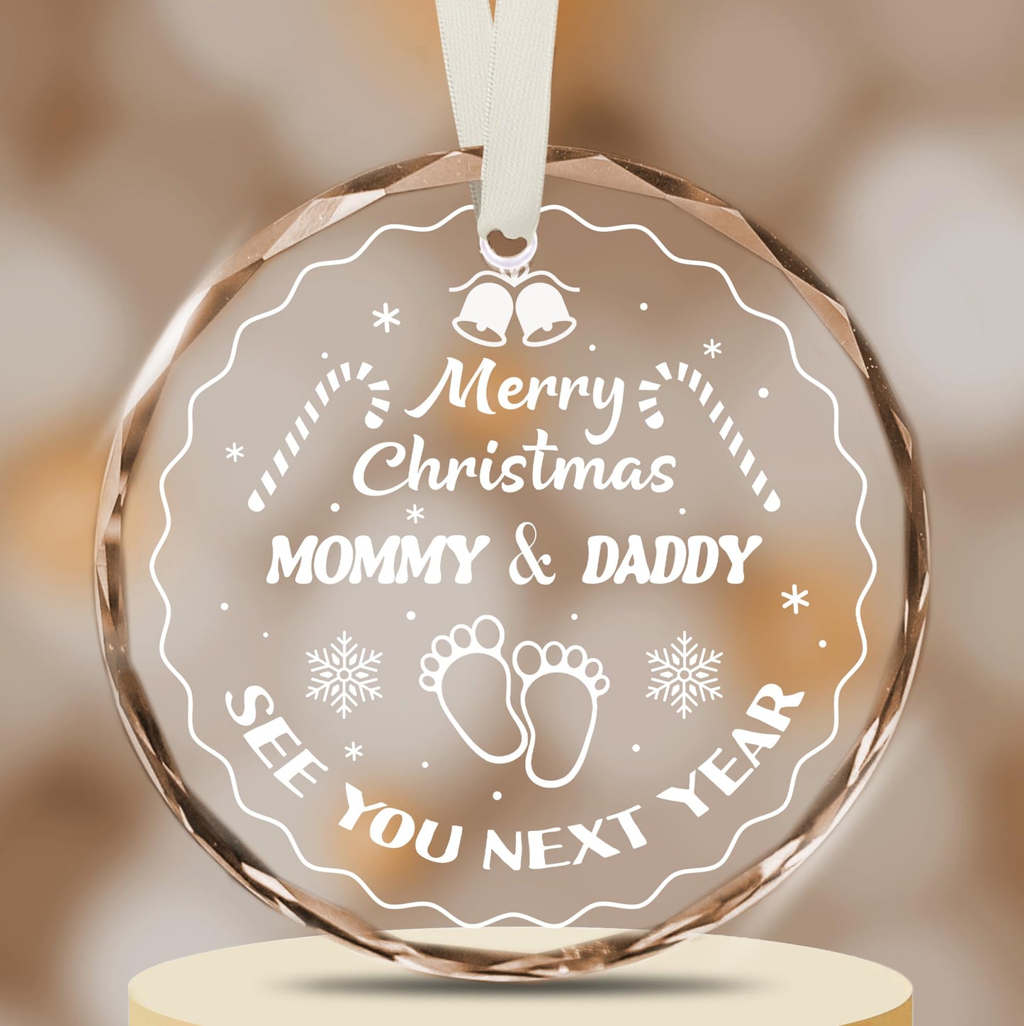 Vorruil Expecting Baby Pregnancy Announcement Heart Glass Ornament 1 Pc