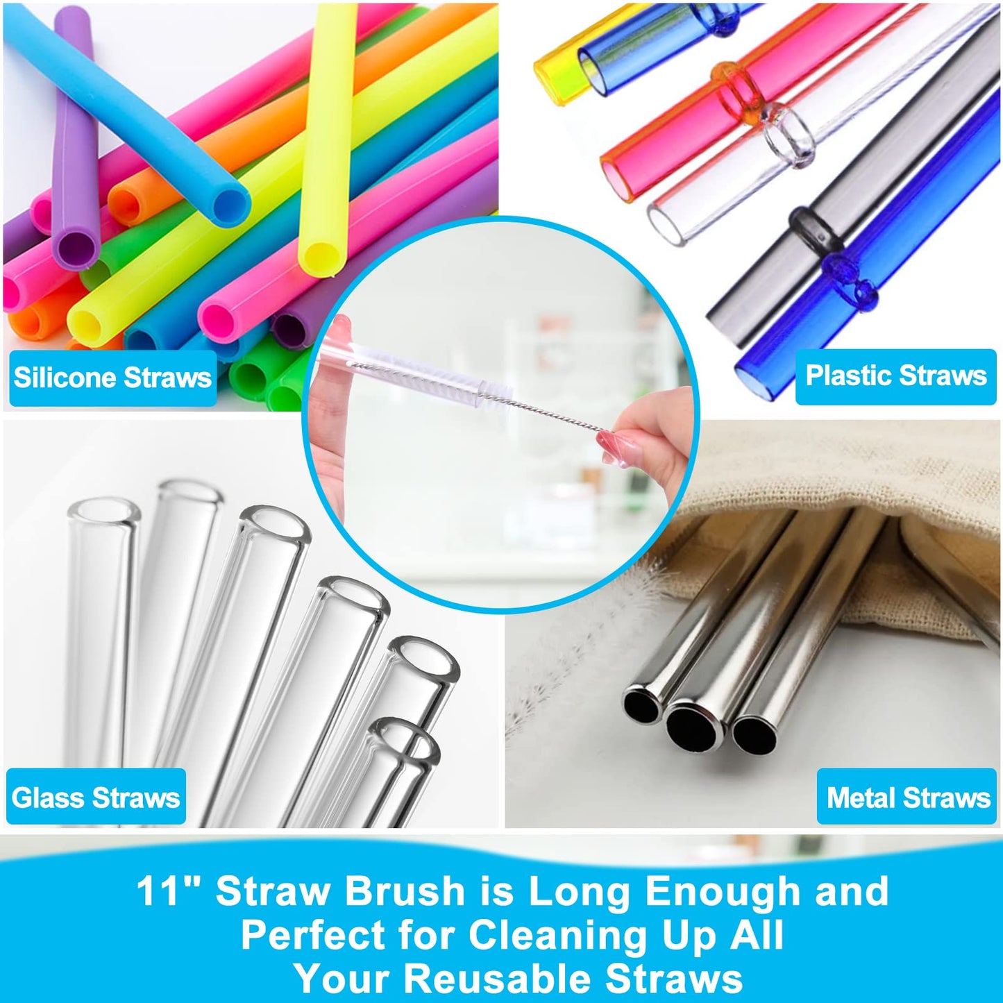 XANGNIER 3 Pack Stainless Steel Bottle Cleaner Brush Kit for Baby Bottles