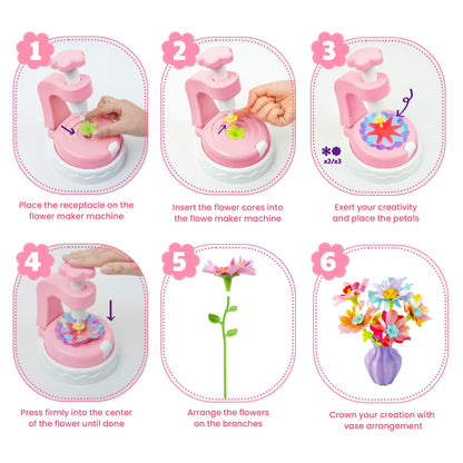 Kingci Fabric Flower Bouquets DIY Kit 117PCS Pink Creative Craft Set