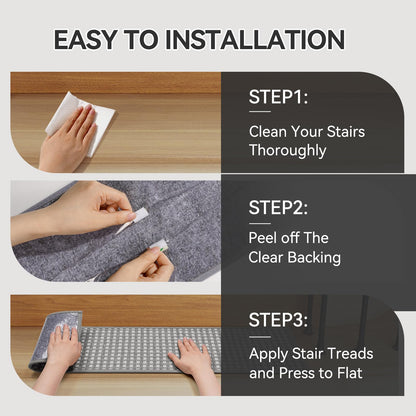 YDKGL 4PC Non-Slip Peel & Stick Stair Treads 8x30 Brown Chenille