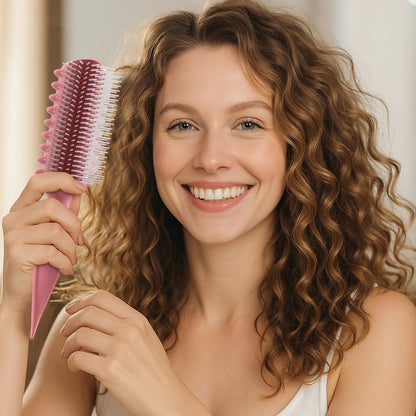 AM 8:00 Curly Hairbrush Curl Defining Voluming Styling Tool Pink