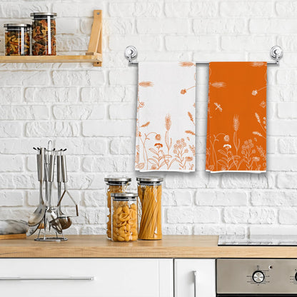 Rvsticty Fall Kitchen Towels Set 2, Floral Orange 18x26'' Thanksgiving Harvest