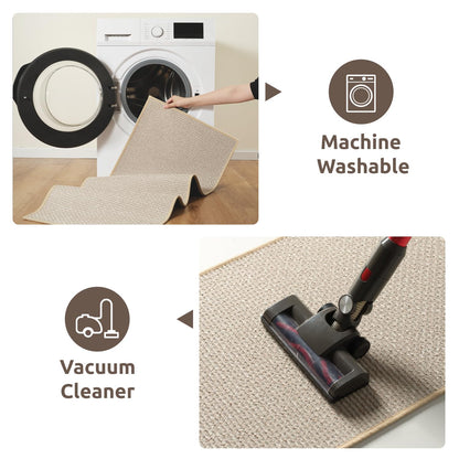 AMOAMI Kitchen Mat Rug Non Slip Machine Washable 20x47 Light Tan