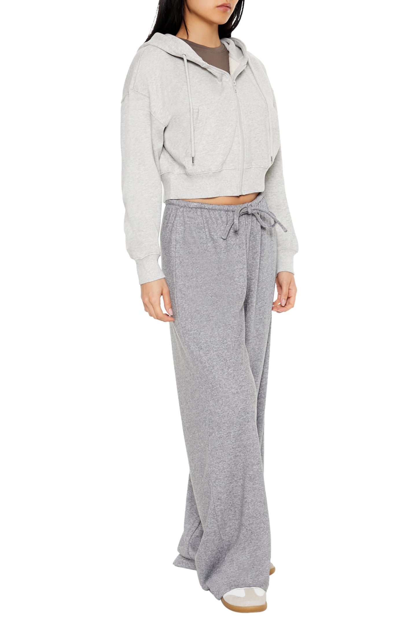 Forever 21 Ribbed Knit High-Rise Pants Dark Grey Size M