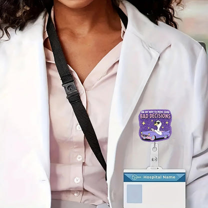 CHAONENG Funny Silly Goose Badge Reel Retractable Clip Medical Nurse Purple