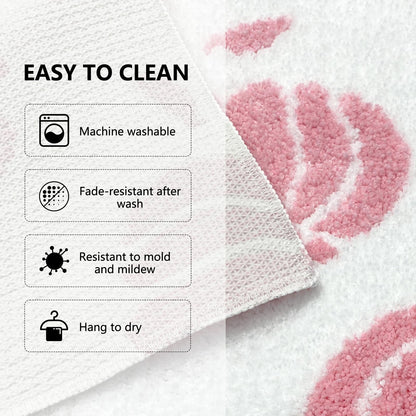 Aprophic Pink Pumpkin Bath Mat Fall Non Slip Microfiber Bathroom Rug 17x24