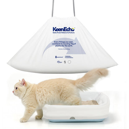 KeenEcho Cat Litter Box Liners Drawstring Large 20 Count Recycled Plastic