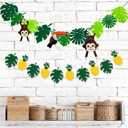 Leyhooney Christmas Jungle Felt Decor Set Tropical Toucan Monkey Palm Leaf