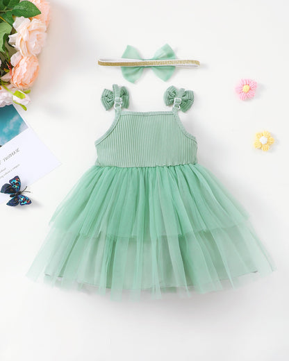 Renotemy Girl Flower Dress White Sleeveless Tutu Sundress Size 3-4T
