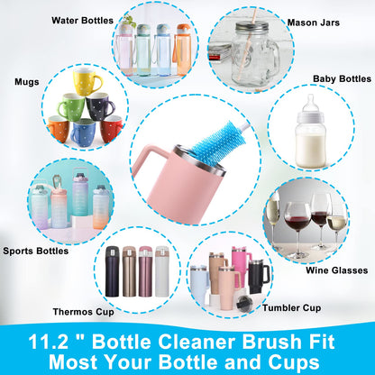 XANGNIER 3 Pack Stainless Steel Bottle Cleaner Brush Kit for Baby Bottles