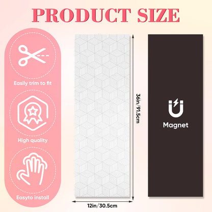 AUECOOME Magnetic Locker Wallpaper Sheet 12x36 Black Square 2pcs Pink Love