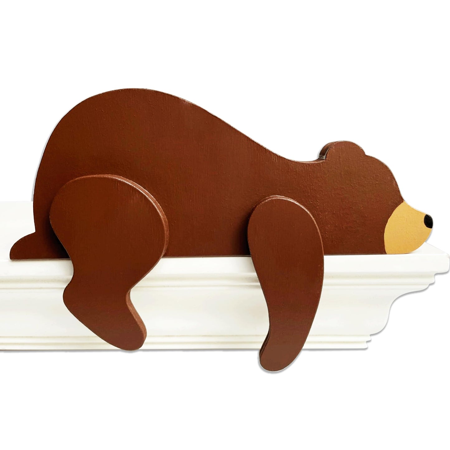 Fcimu Woodland Nursery Decor Black Bear Wooden Sleeping Bear Brown