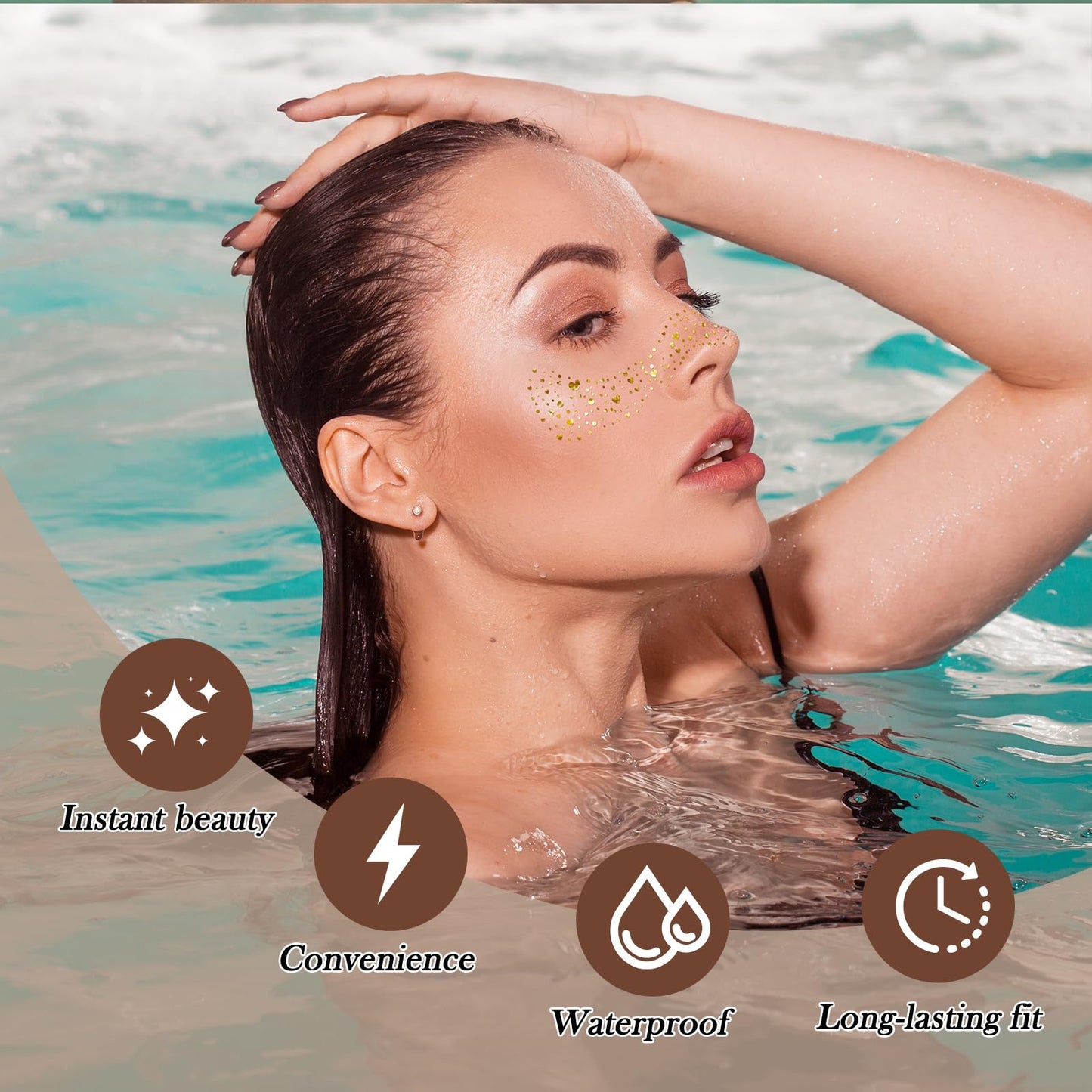 Diesetsr Face Glitter Freckles Temporary Tattoos Stickers Black 30 PCS