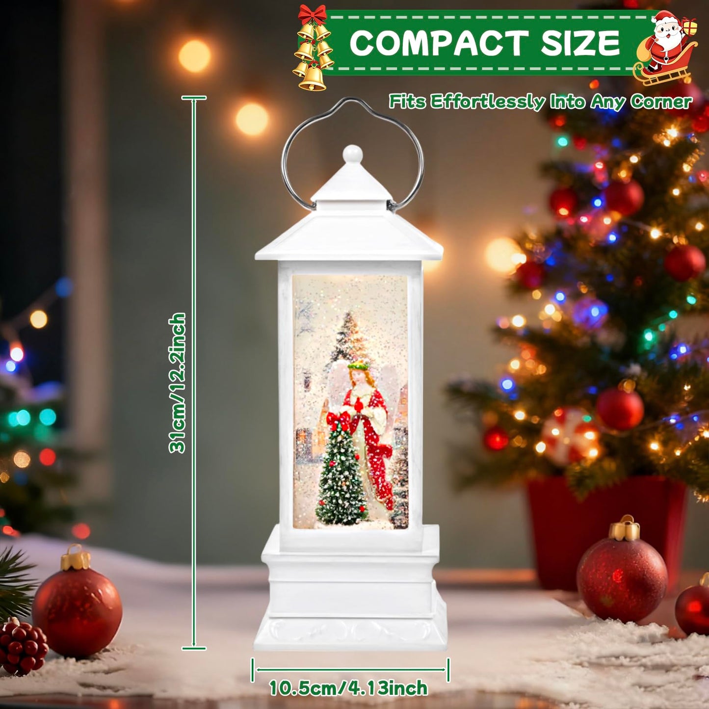 Little Glee Christmas Lantern LED Music Holiday Decoration Angel Tree Resin