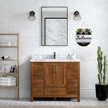 CHDITB Summer Bathroom Wooden Sign Tropical Palm Tree 11.4x11.4 in Portrait