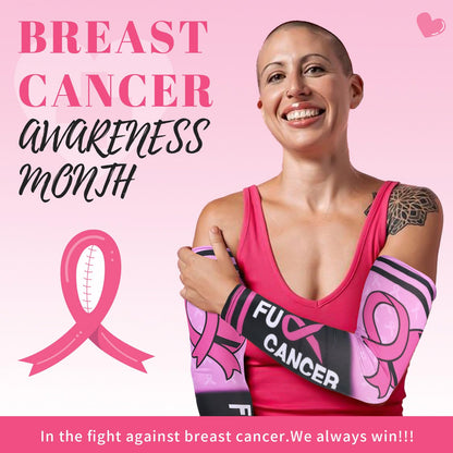 PABOBIT Breast Cancer Awareness Pink Ribbon Arm Sleeve Football 1Pair Size Adult