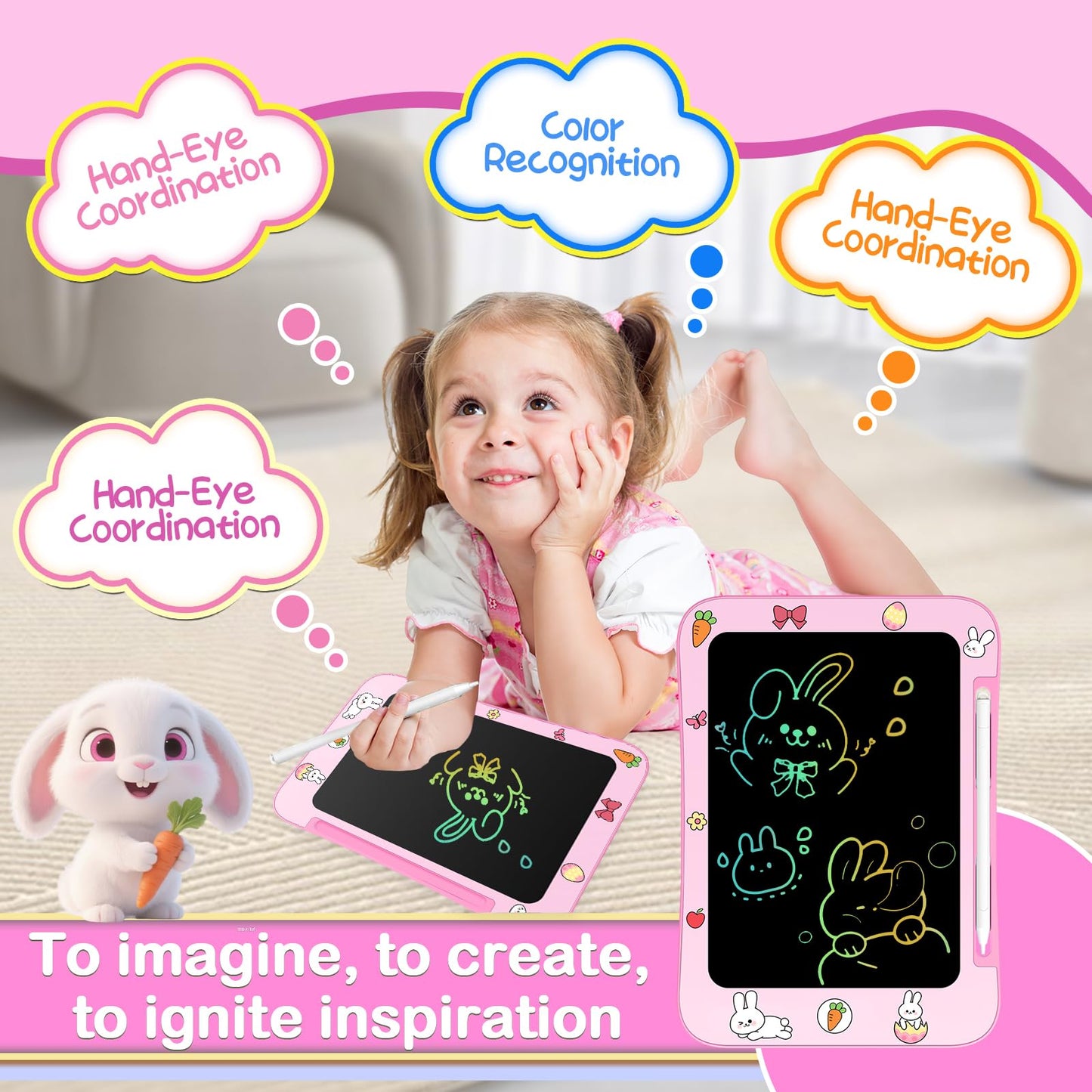 Genialba 2 Pack LCD Writing Tablet Kids Colorful Screen Pink & Blue