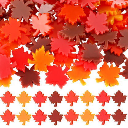 Soulchen 100 Pcs Mini Resin Maple Leaf Figurines Fall Yellow Orange Red