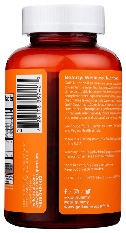 BestBy05/26 Goli Nutrition Superfruits Gummies Mixed Fruit 60 Count