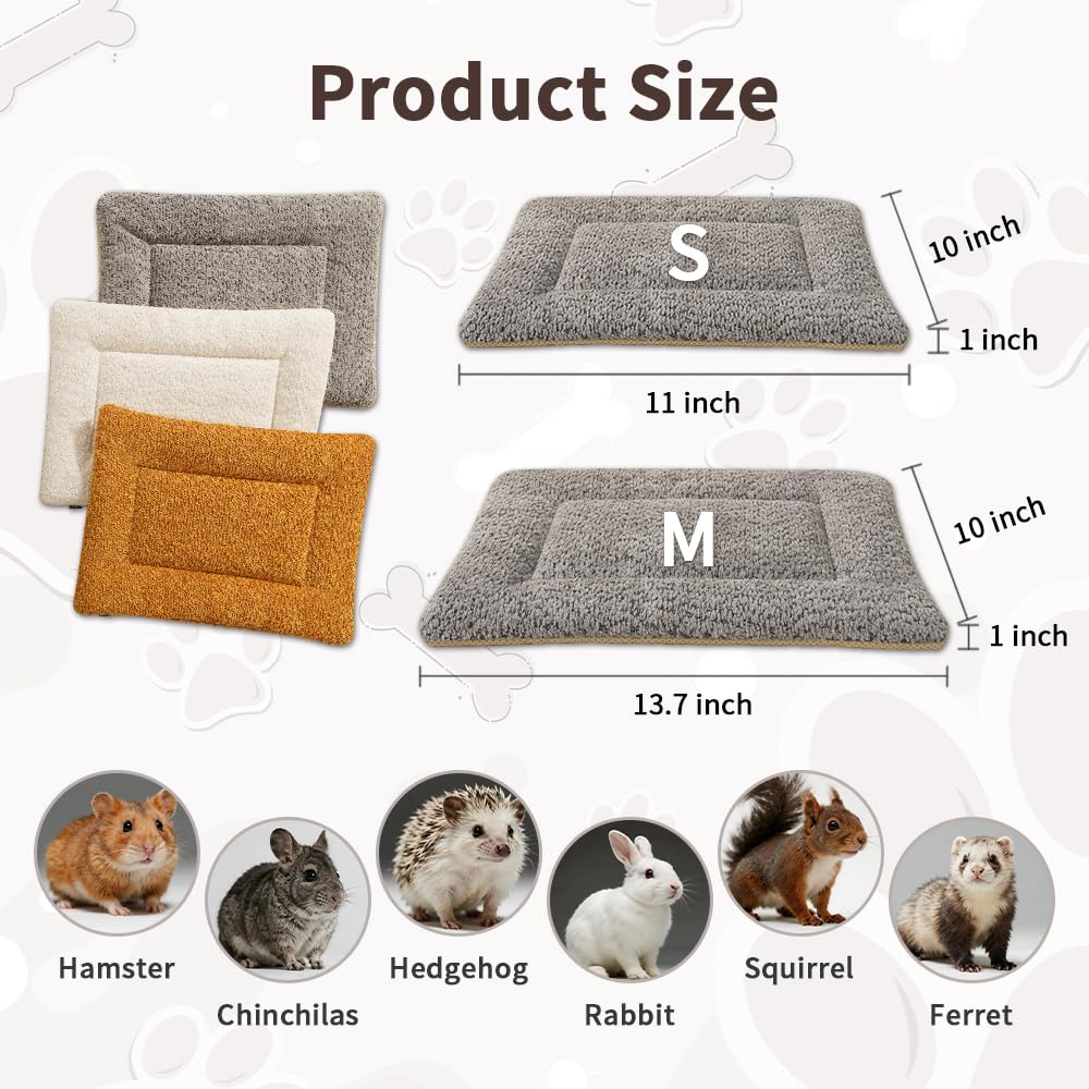 SOMAHE 3D Snow Fleece Small Animal Bed Grey 10x13.7x1 Inch